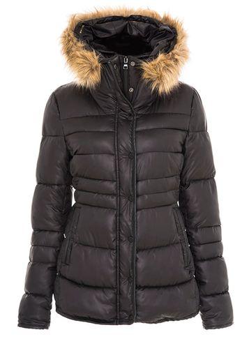 Dorothy Perkins *quiz Black Padded Faux Fur Jacket