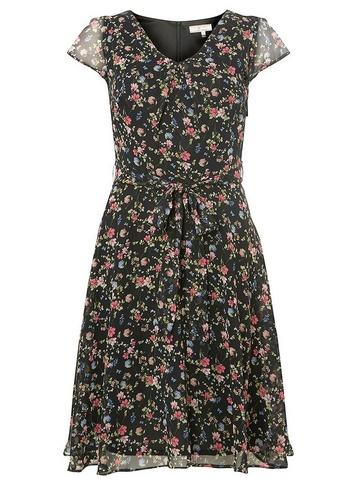 *billie & Blossom Tall Black Ditsy Mix Skater Dress