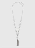 Dorothy Perkins Silver Colour Finish Crystal Facet Bead Necklace
