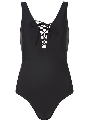 Dorothy Perkins *dp Beach Black Lace Up Swimsuit