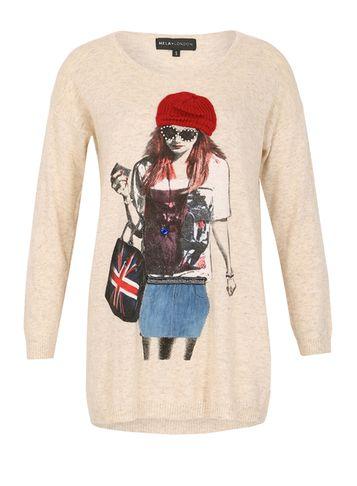 Dorothy Perkins *mela Beige Red Beanie Jumper