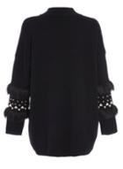 Dorothy Perkins *quiz Black Faux Fur Pearl Jumper