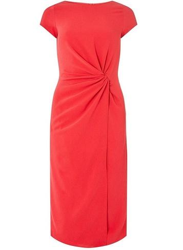 *lily & Franc Coral Manipulated Wrap Dress