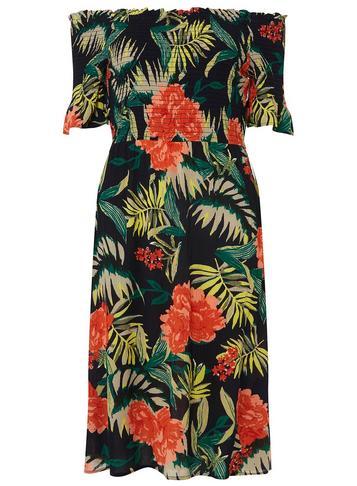 Dorothy Perkins Petite Navy Bardot Skater Dress