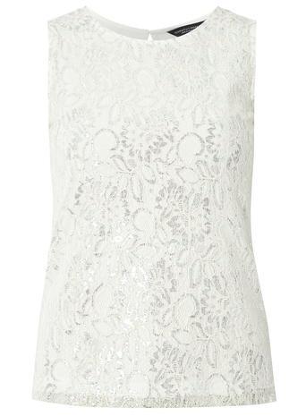 Dorothy Perkins Silver Lace Front Shell Top
