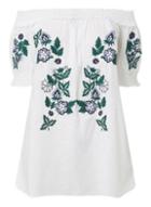 Dorothy Perkins Dp Curve White Embroidered Bardot Top