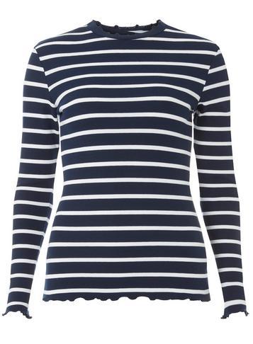 Dorothy Perkins Navy Stripe Ribbed High Neck Top