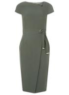 Dorothy Perkins Khaki Asymmetric Belted Pencil Dress