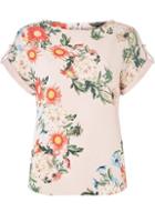 Dorothy Perkins Pink Floral Button Sleeve Zip Blouse