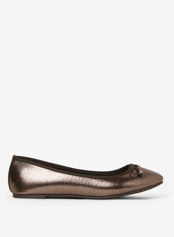 Dorothy Perkins Grey Pewter Glitter Pandora Pumps