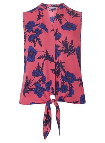 Dorothy Perkins Petite Pink Floral Print Sleeveless Shirt