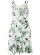 Dorothy Perkins *tall Ivory Parrot Fit And Flare Dress
