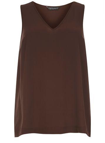 Dorothy Perkins Chocolate V-neck Shell Top