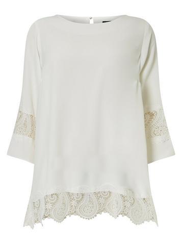 Dorothy Perkins *dp Curve Ivory Lace Hem Soft Top