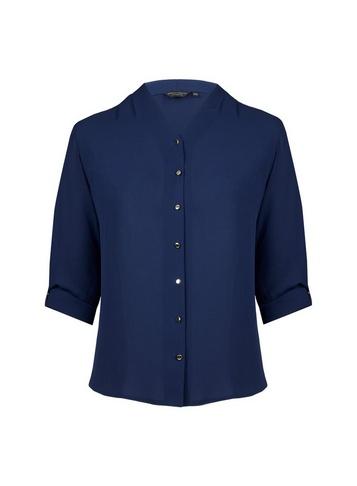 Dorothy Perkins *dp Curve Navy Roll Sleeve Shirt