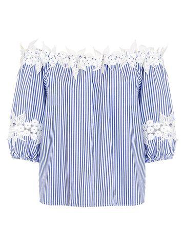 Dorothy Perkins *quiz Blue And White Stripe Bardot Top
