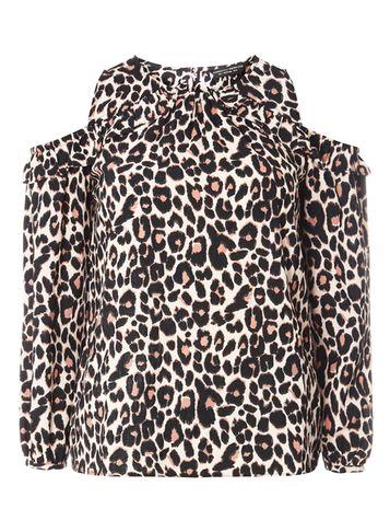 Dorothy Perkins Pink Leopard Print Cold Shoulder Top