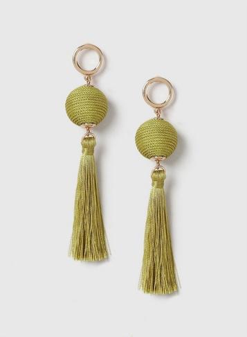 Dorothy Perkins Mustard Wrap Ball Tassel Earrings
