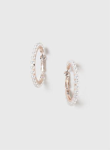Dorothy Perkins Rose Gold Pearl Hoop Earrings