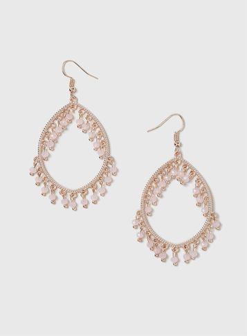 Dorothy Perkins Pink Bead Hoop Earrings