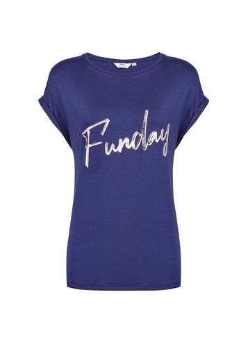 Dorothy Perkins *tall Blue 'funday' Slogan T-shirt