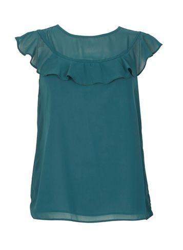 Dorothy Perkins *izabel London Green Frill Neck Blouse