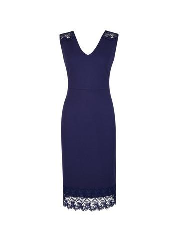 Dorothy Perkins *navy Lace Shoulder Pencil Dress