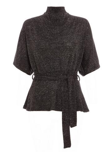 *quiz Black Light Knit Turtle Neck Top