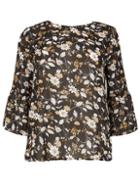 Dorothy Perkins *blue Vanilla Curve Black Flare Sleeve Top