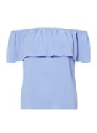 Dorothy Perkins Petite Blue Ruched Bardot Top