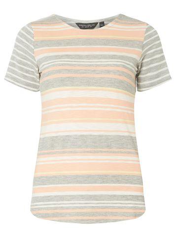 Dorothy Perkins Apricot Striped Curve Hem T-shirt