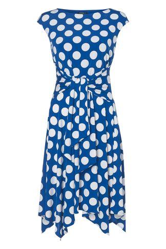 Dorothy Perkins *roman Originals Blue Polka Dot Print Skater Dress