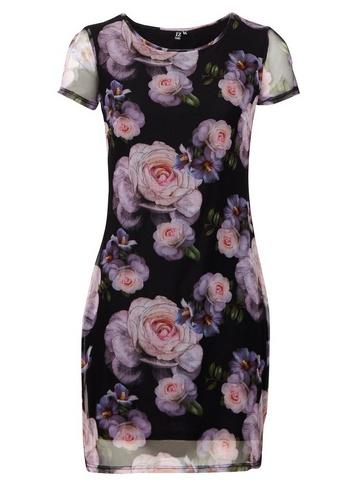 *izabel London Black Floral Print Bodycon Dress