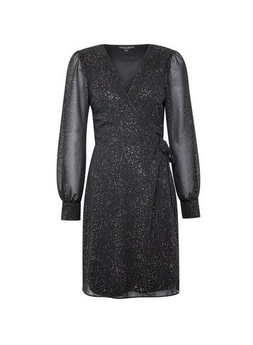 Dorothy Perkins Black Chiffon Wrap Mini Dress