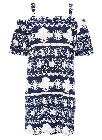 Dorothy Perkins *quiz Navy And White Strappy Bardot Dress