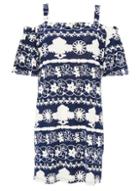 Dorothy Perkins *quiz Navy And White Strappy Bardot Dress