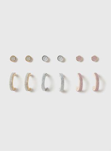 Dorothy Perkins Glitter Stud Hoop Earrings