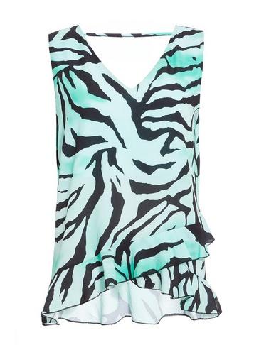 *quiz Green Zebra Print V-neck Top