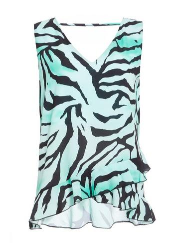 *quiz Green Zebra Print V-neck Top