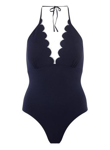 Dorothy Perkins *dp Beach Navy Scallop Edge Swimsuit