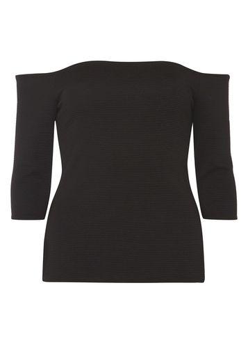 Dorothy Perkins Petite Black Ottoman Bardot Top