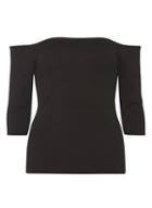 Dorothy Perkins Petite Black Ottoman Bardot Top