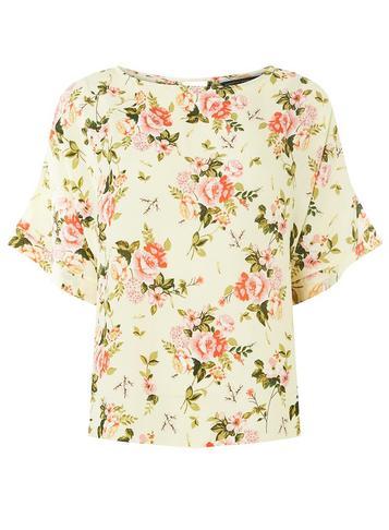 Dorothy Perkins Lemon Floral Print Slouch Woven Top