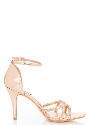 *quiz Rose Gold Diamante Heeled Sandals