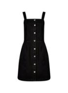 Dorothy Perkins Black Denim Horn Button Pinafore Dress