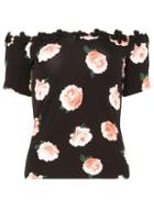 Dorothy Perkins Black Floral Print Trim Bardot Top