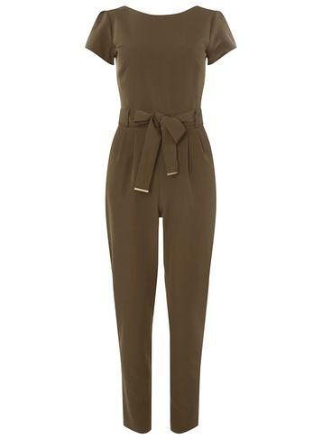 Dorothy Perkins Khaki Plain Belt Jumpsuit