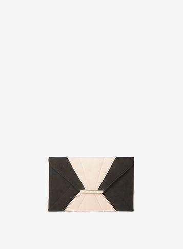 Dorothy Perkins Black And Blush Envelope Clutch Bag