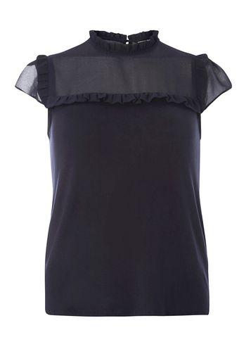 Dorothy Perkins Navy Short Sleeve Frill Top