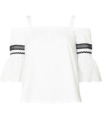 Dorothy Perkins Ivory Broderie Cold Shoulder Top